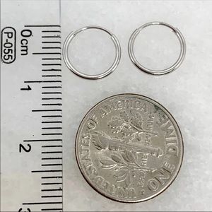 14K White gold Small 10mm Hoop Earrings For Girl